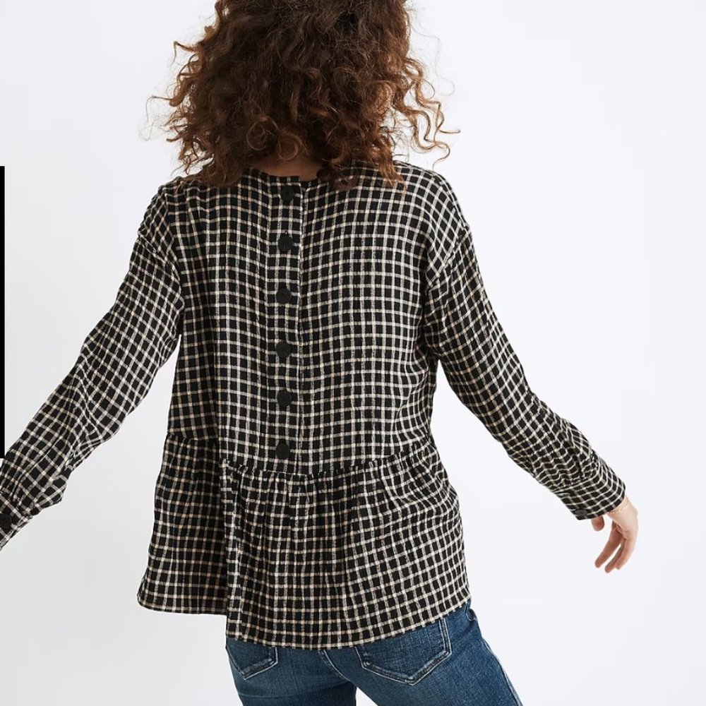 Madewell Button Back Peplum Top